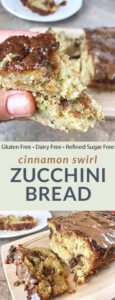 Gluten Free Dairy Free Refined Sugar Free Healthy Cinnamon Swirl Zucchini Bread