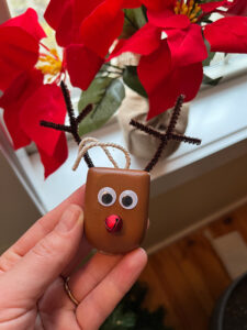 DIY rudolph christmas ornament made from an omnipod insulin pump