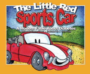 book cover: the little red sports car - a kids book about type 1 diabetes