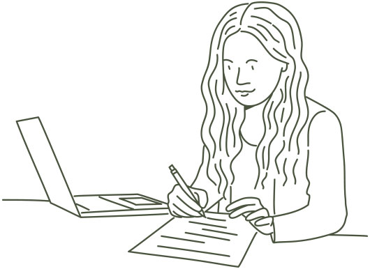 woman working line drawing